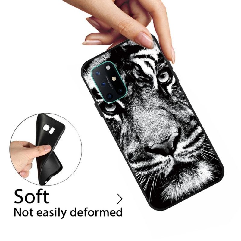 Hoesje OnePlus 8T Telefoonhoesje Zwart-Witte Tijger