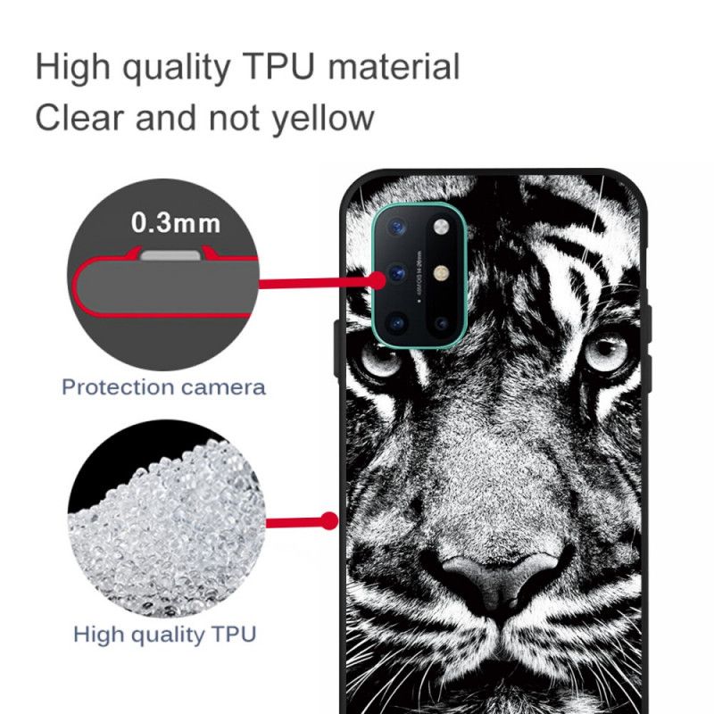 Hoesje OnePlus 8T Telefoonhoesje Zwart-Witte Tijger