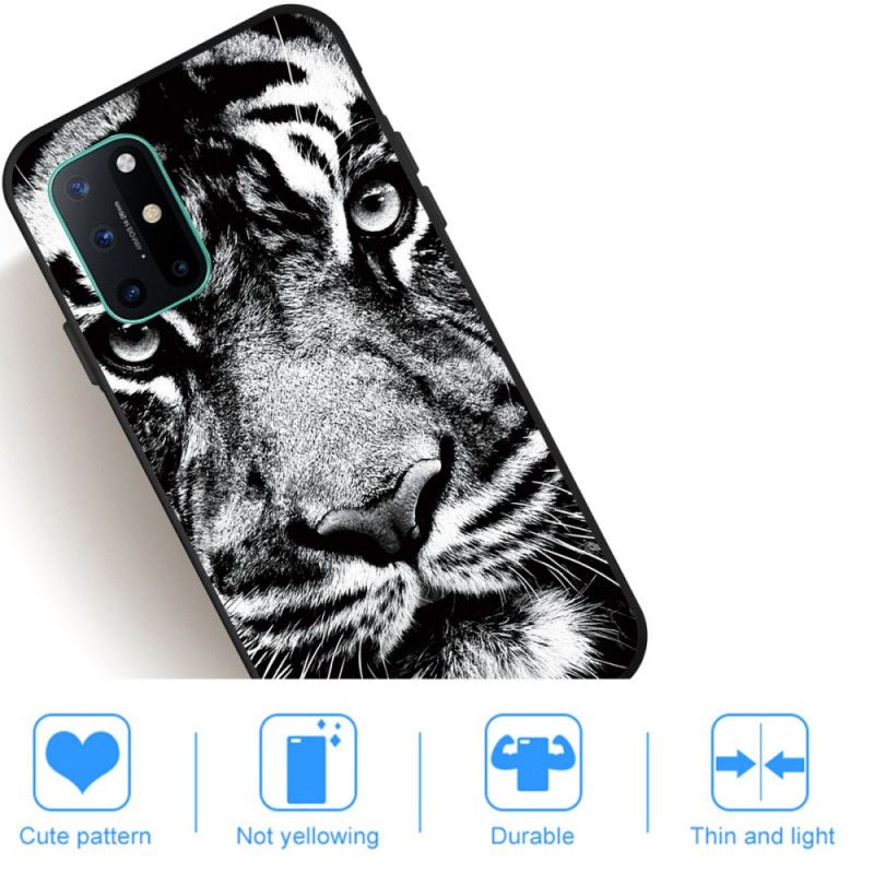 Hoesje OnePlus 8T Telefoonhoesje Zwart-Witte Tijger