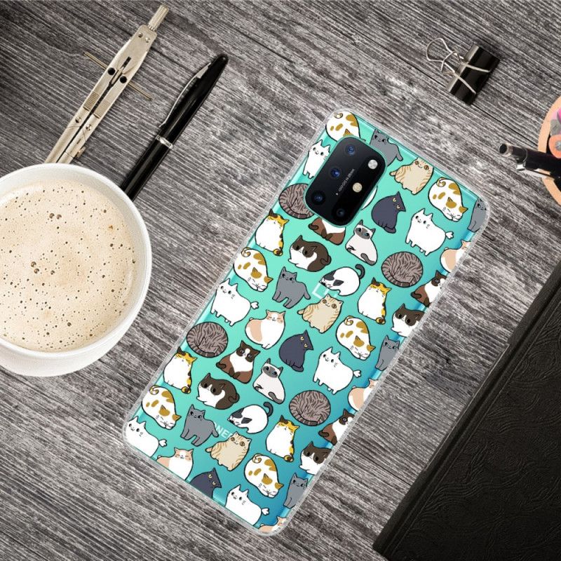 Hoesje voor OnePlus 8T Doorzichtige Meerdere Katten