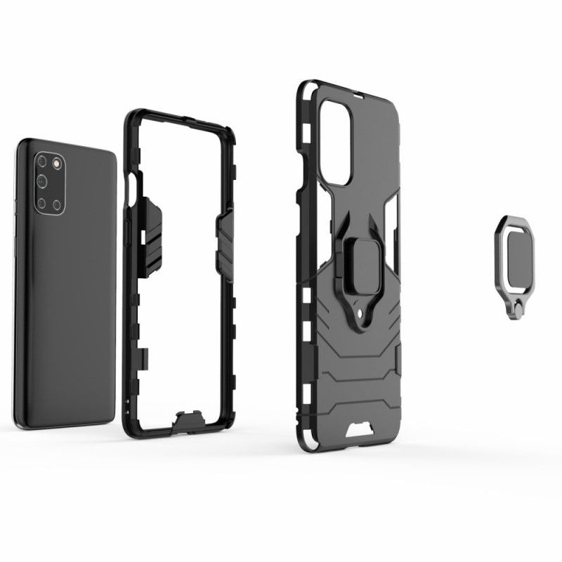 Hoesje voor OnePlus 8T Rood Zwart Resistente Ring