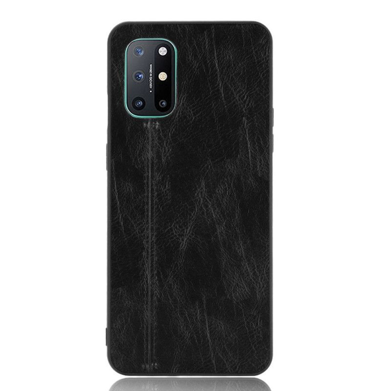 Hoesje voor OnePlus 8T Rood Zwart Stiksels In Leerstijl