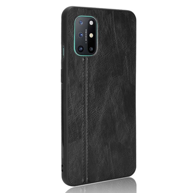 Hoesje voor OnePlus 8T Rood Zwart Stiksels In Leerstijl