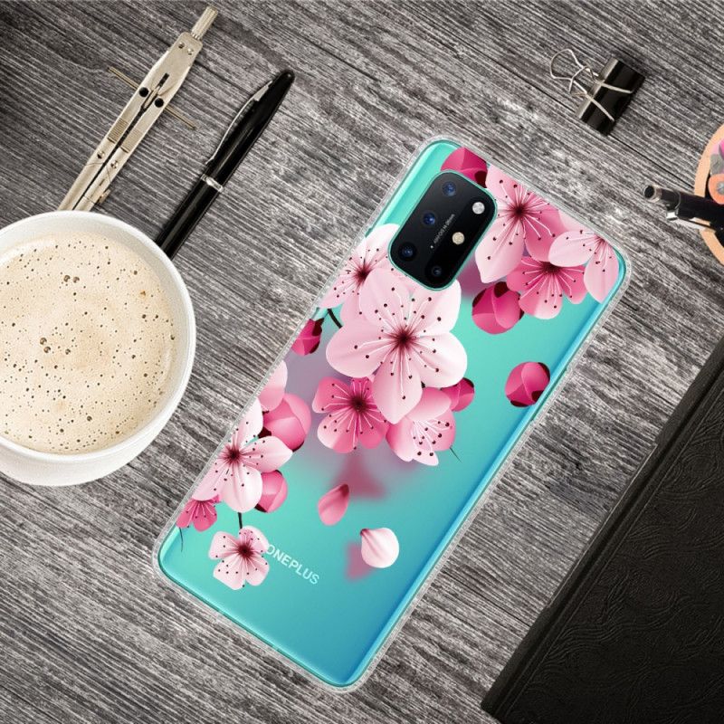 Hoesje voor OnePlus 8T Roze Magenta Premium Bloemen