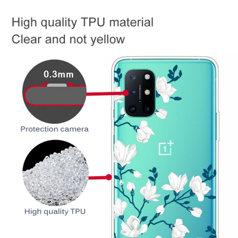 Hoesje voor OnePlus 8T Witte Bloemen