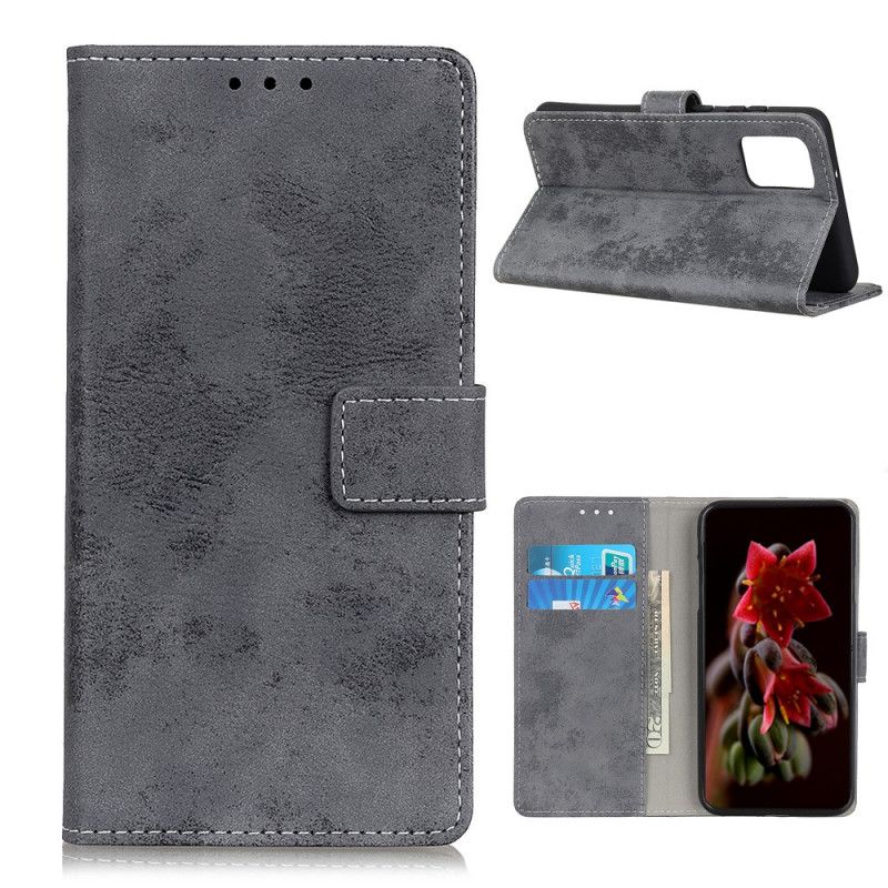 Leren Hoesje OnePlus 8T Magenta Grijs Telefoonhoesje Vintage Leereffect