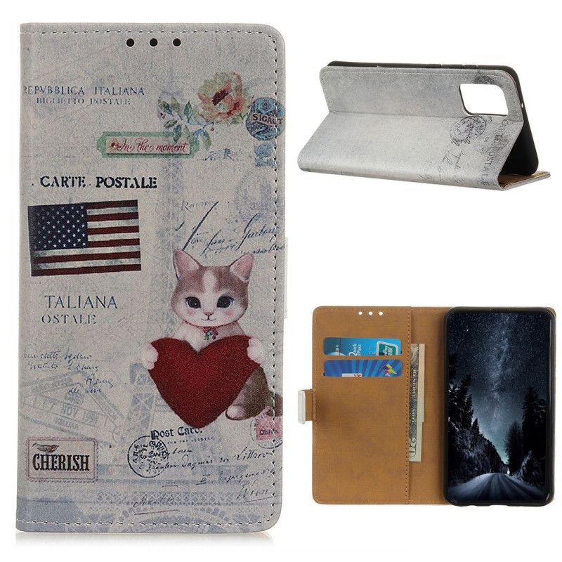 Leren Hoesje OnePlus 8T Reizende Kat
