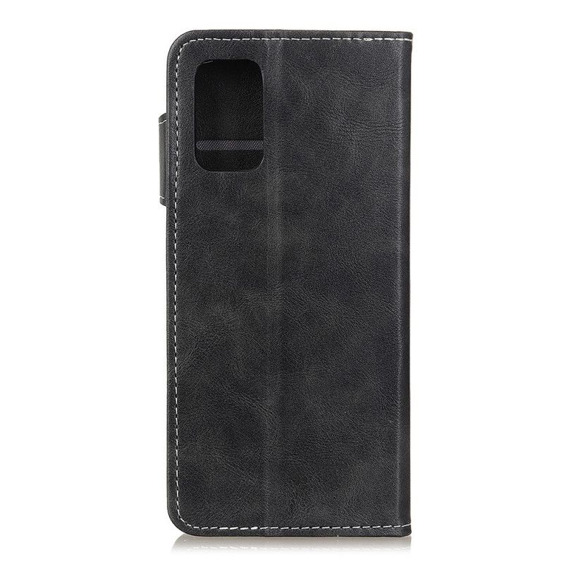 Leren Hoesje OnePlus 8T Rood Zwart Artistiek En Stiksel