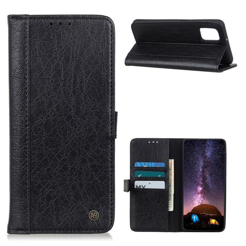 Leren Hoesje voor OnePlus 8T Grijs Zwart Imitatieleer Neushoornstijl
