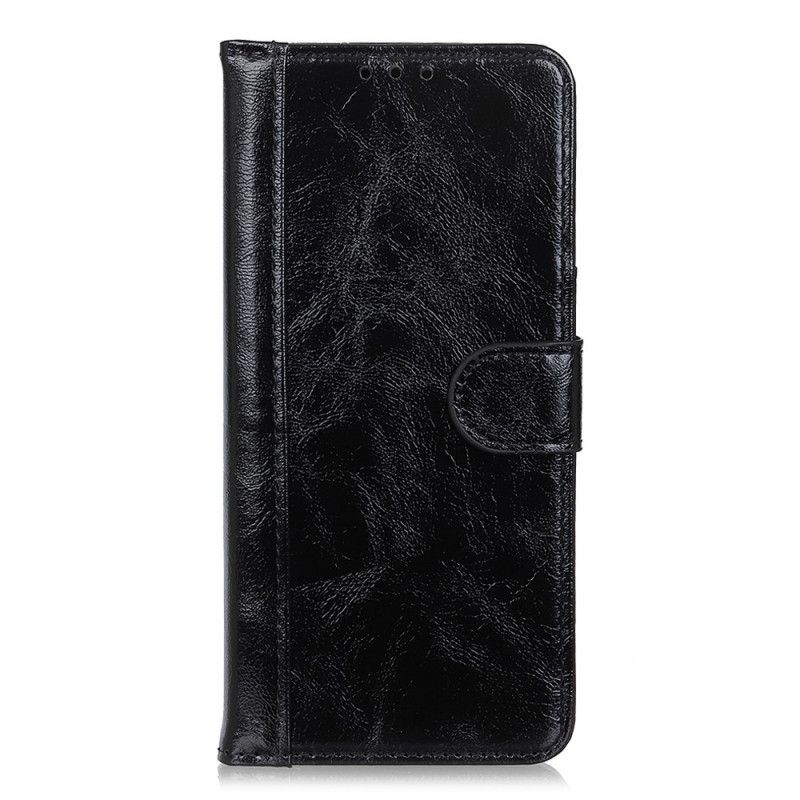 Leren Hoesje voor OnePlus 8T Rood Zwart Gespleten Glanzende Leerstijl