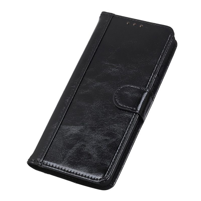 Leren Hoesje voor OnePlus 8T Rood Zwart Gespleten Glanzende Leerstijl