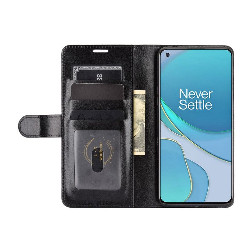 Leren Hoesje voor OnePlus 8T Wit Zwart Ultra Kunstleer