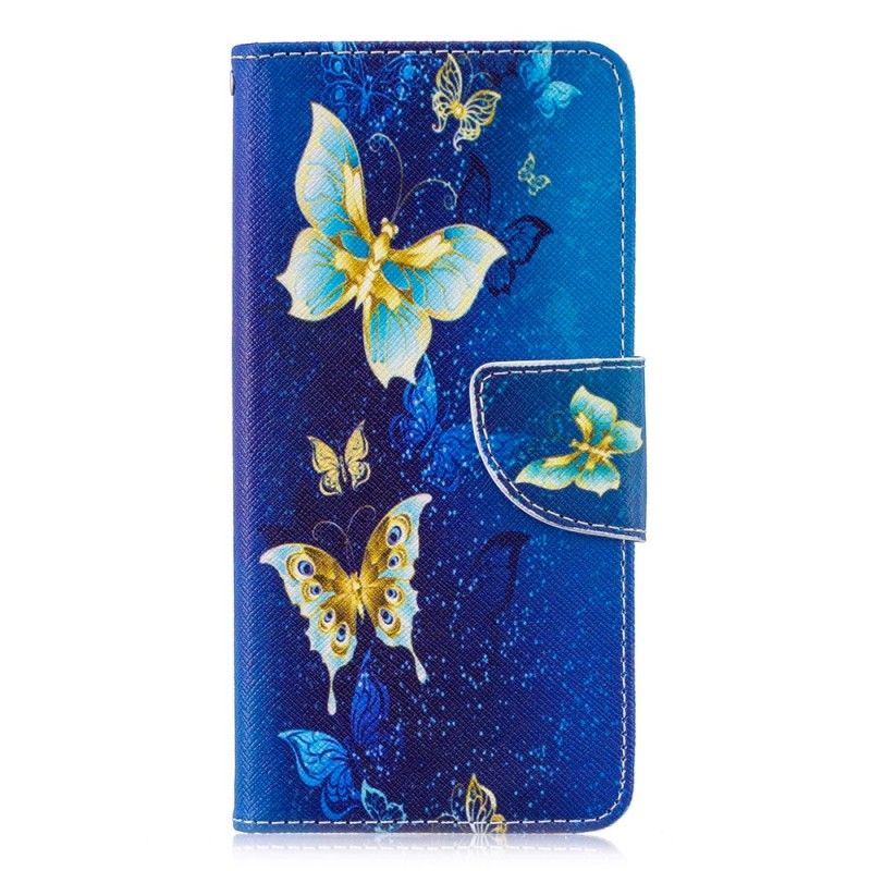 Bescherming Hoesje Huawei P30 Donkerblauw Vlinders In De Nacht