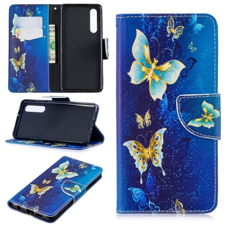 Bescherming Hoesje Huawei P30 Donkerblauw Vlinders In De Nacht