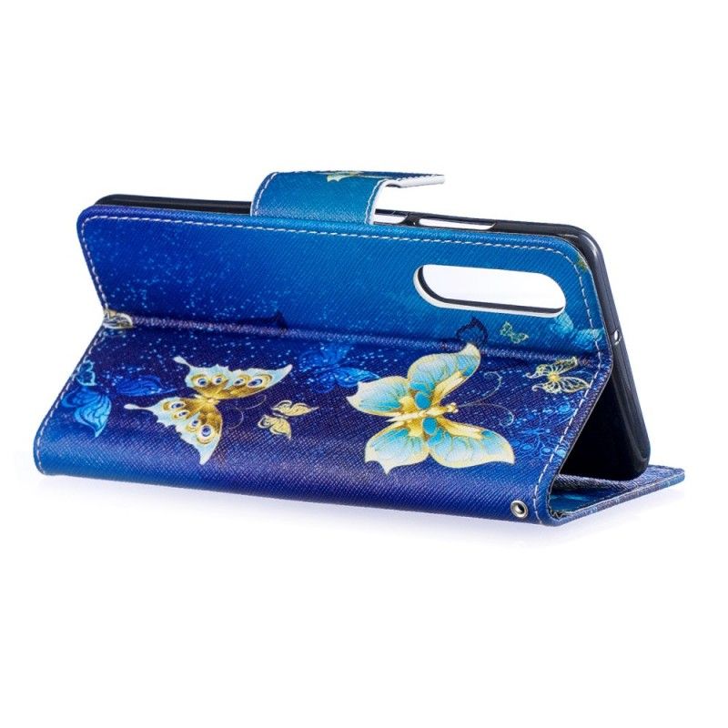Bescherming Hoesje Huawei P30 Donkerblauw Vlinders In De Nacht