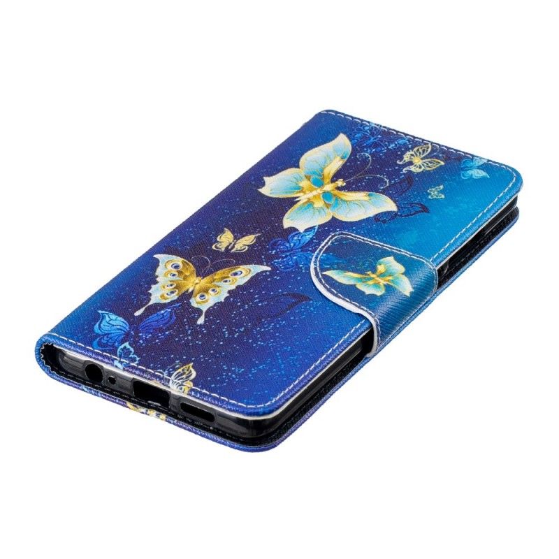 Bescherming Hoesje Huawei P30 Donkerblauw Vlinders In De Nacht