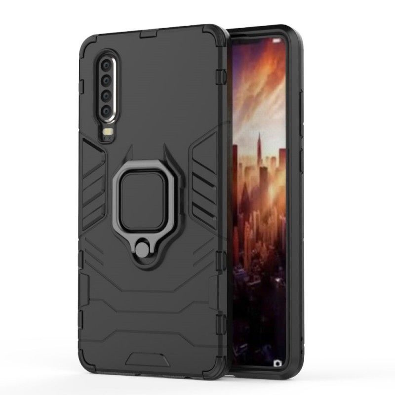 Case Hoesje Huawei P30 Rood Zwart Telefoonhoesje Resistente Ring