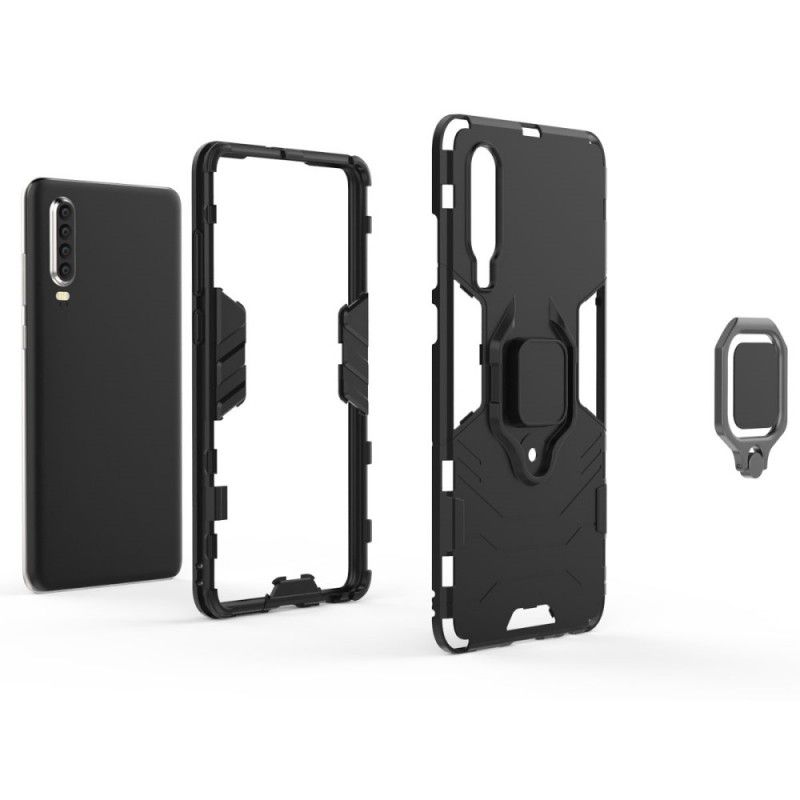 Case Hoesje Huawei P30 Rood Zwart Telefoonhoesje Resistente Ring