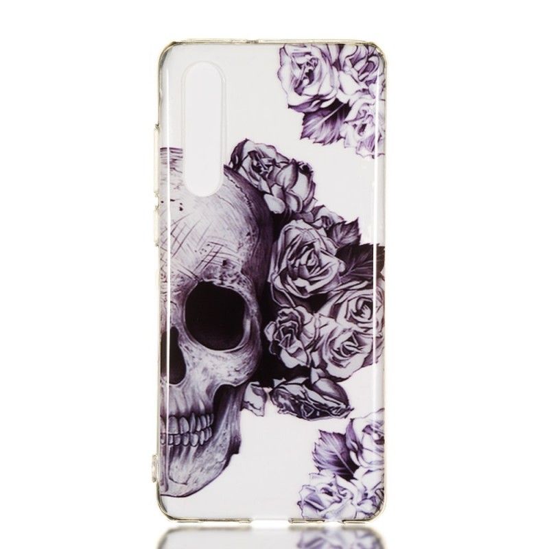 Case Hoesje Huawei P30 Telefoonhoesje Transparant Gebloemde Schedel