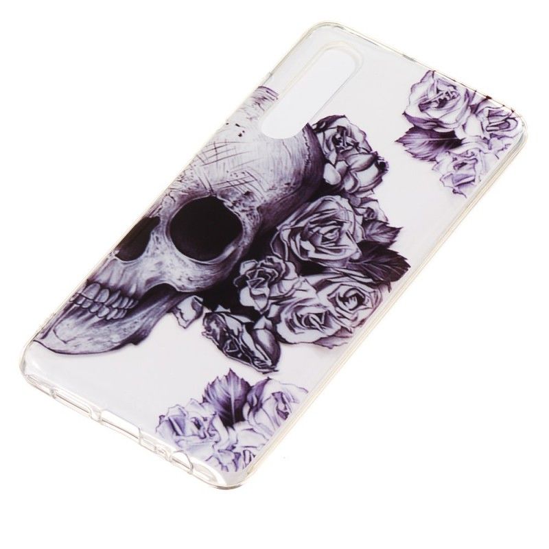Case Hoesje Huawei P30 Telefoonhoesje Transparant Gebloemde Schedel
