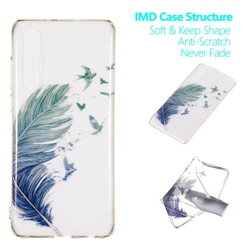 Case Hoesje Huawei P30 Telefoonhoesje Transparant Gekleurde Veren