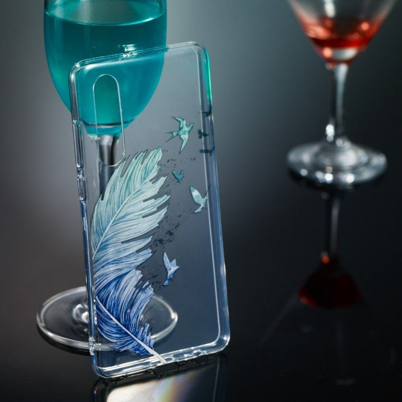 Case Hoesje Huawei P30 Telefoonhoesje Transparant Gekleurde Veren