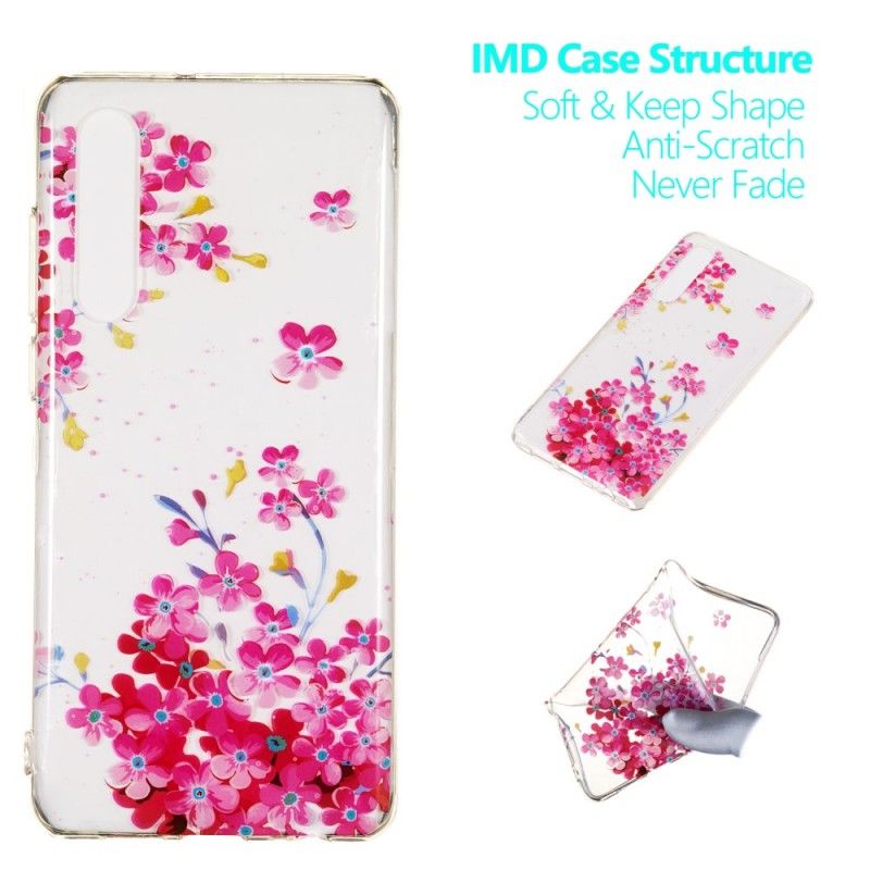 Cover Hoesje Huawei P30 Telefoonhoesje Gele En Magenta Bloemen