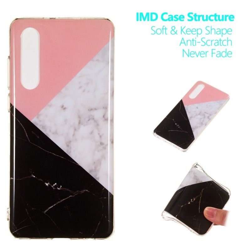 Cover Hoesje Huawei P30 Telefoonhoesje Geometrisch Marmer