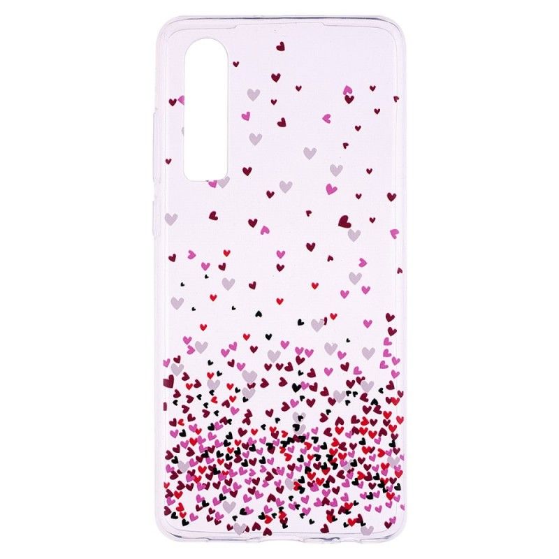 Cover Hoesje Huawei P30 Telefoonhoesje Transparant Meerdere Rode Harten