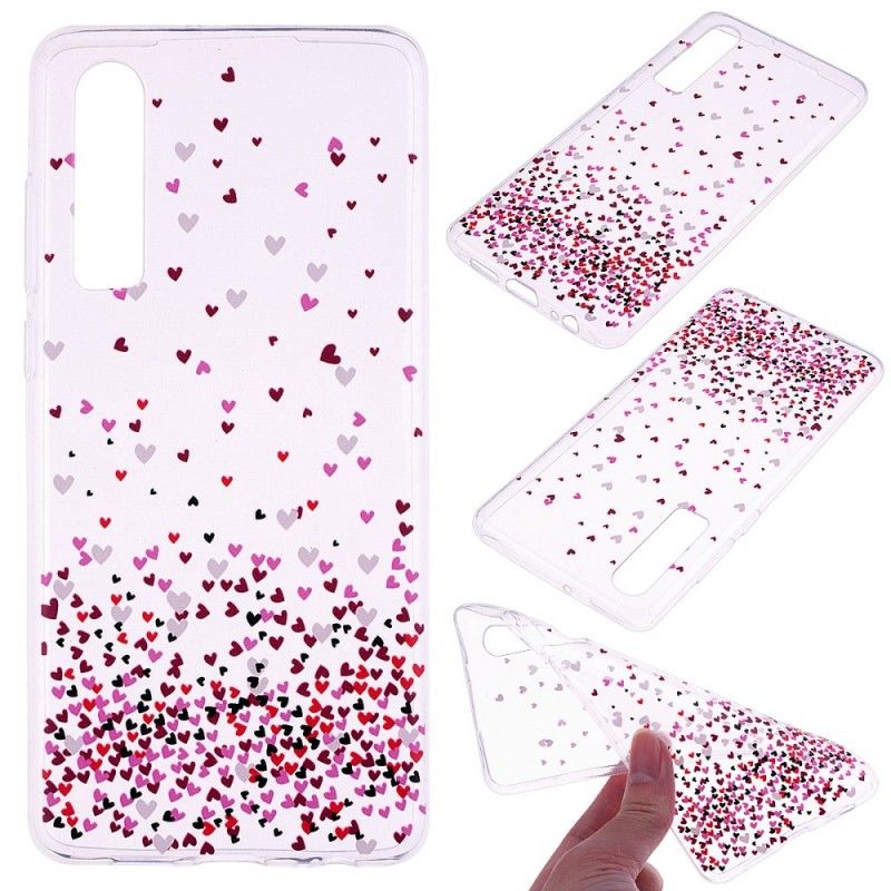 Cover Hoesje Huawei P30 Telefoonhoesje Transparant Meerdere Rode Harten
