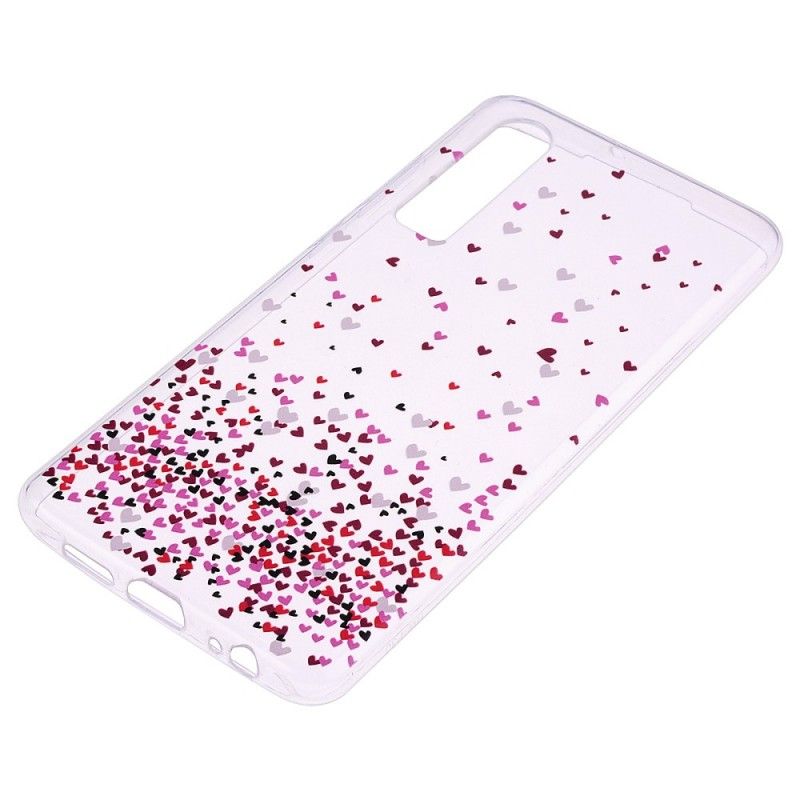 Cover Hoesje Huawei P30 Telefoonhoesje Transparant Meerdere Rode Harten