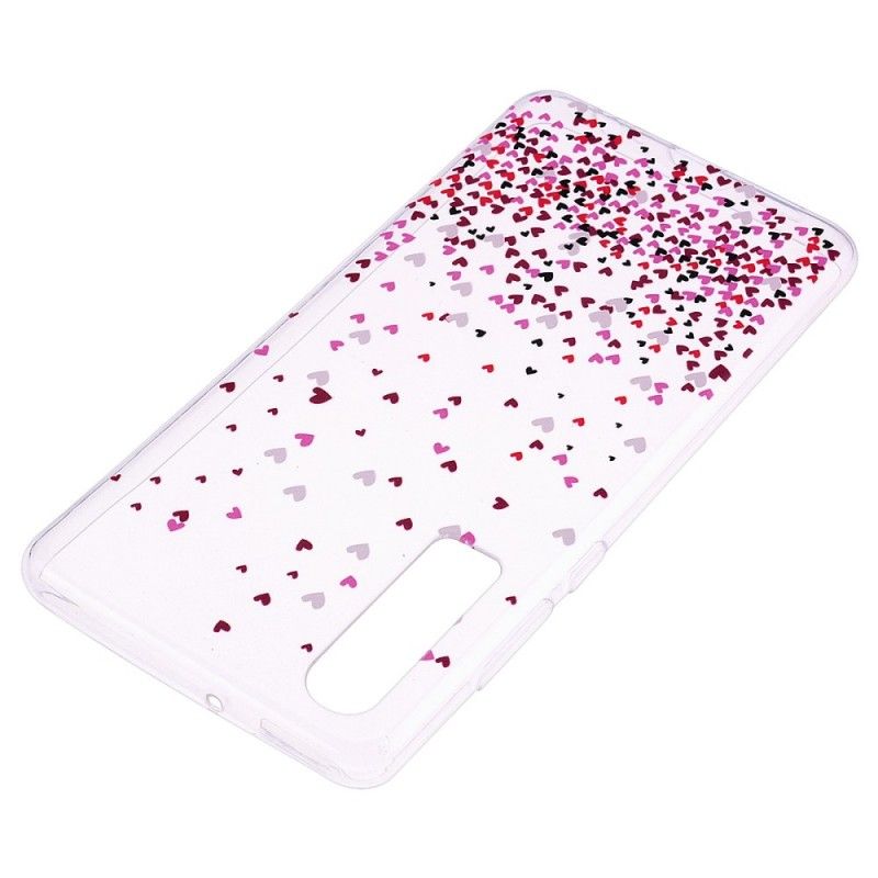 Cover Hoesje Huawei P30 Telefoonhoesje Transparant Meerdere Rode Harten
