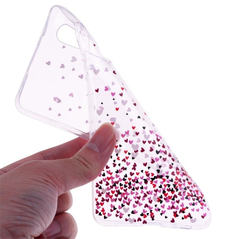 Cover Hoesje Huawei P30 Telefoonhoesje Transparant Meerdere Rode Harten