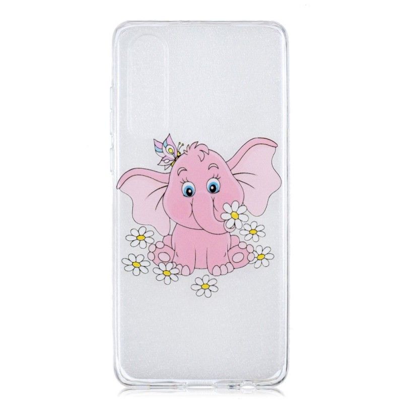 Cover Hoesje Huawei P30 Telefoonhoesje Transparant Roze Olifant