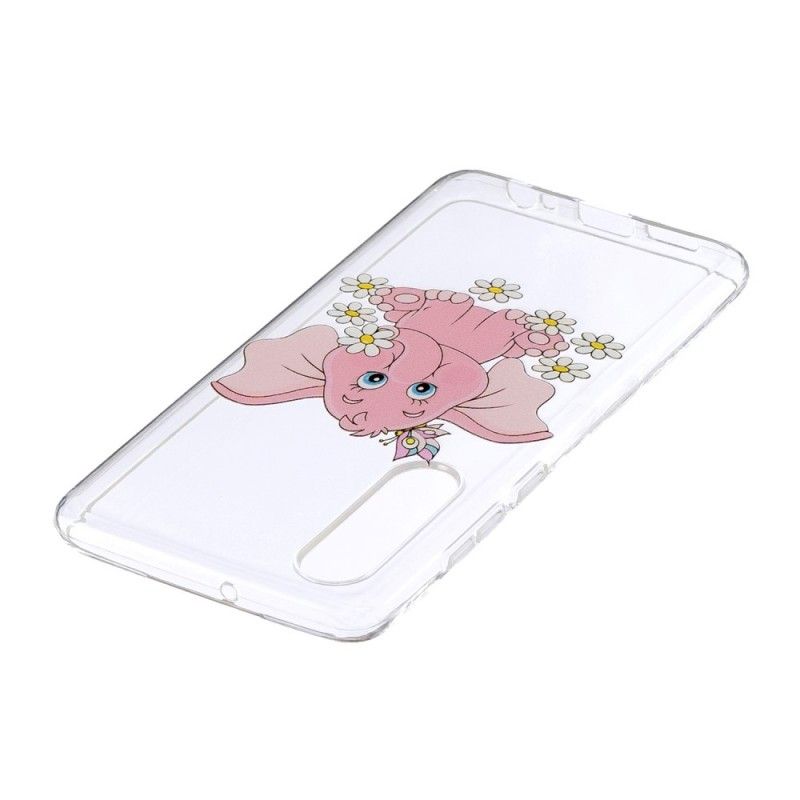 Cover Hoesje Huawei P30 Telefoonhoesje Transparant Roze Olifant