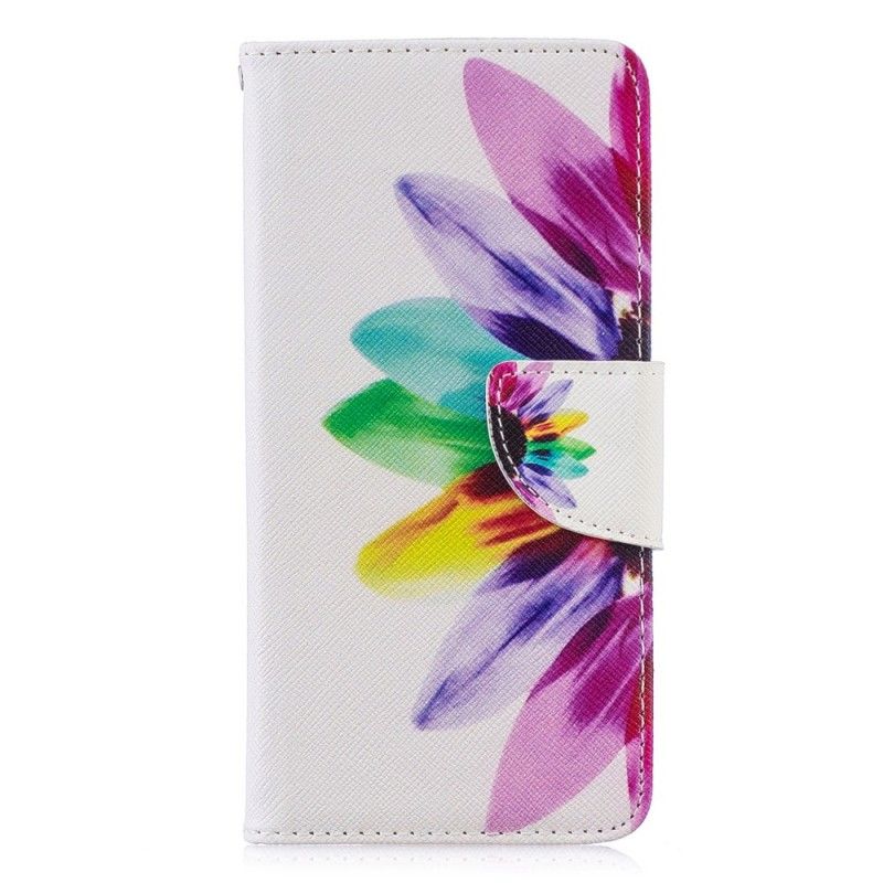 Flip Case Leren Huawei P30 Aquarelbloem