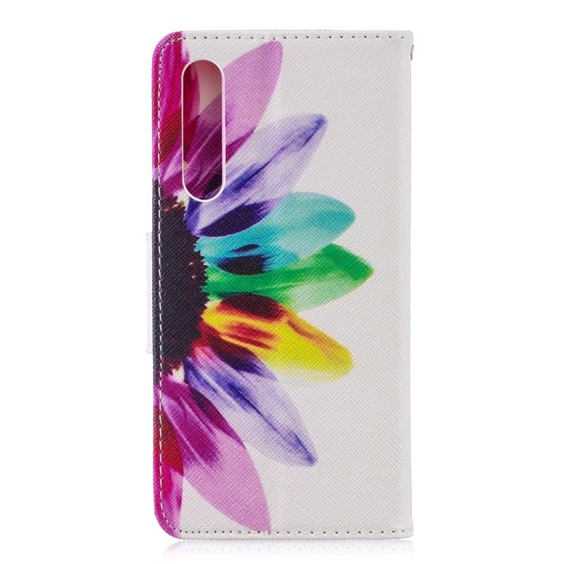 Flip Case Leren Huawei P30 Aquarelbloem