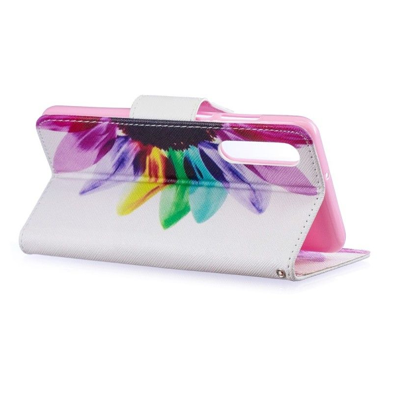 Flip Case Leren Huawei P30 Aquarelbloem