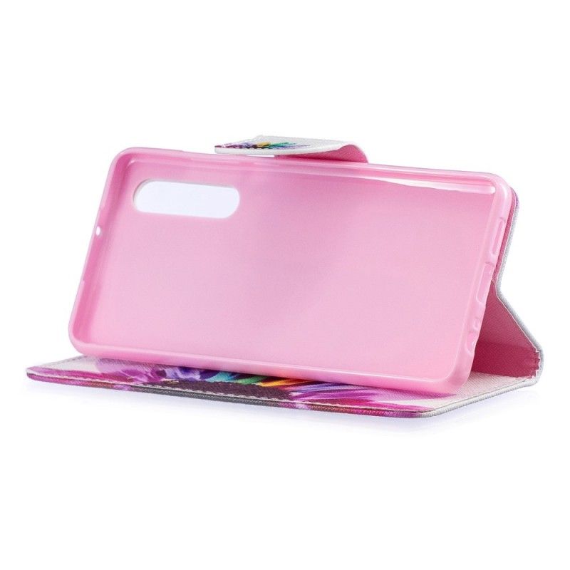 Flip Case Leren Huawei P30 Aquarelbloem