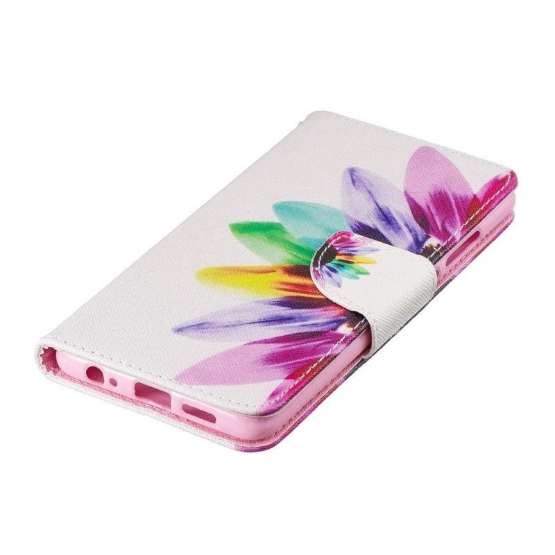 Flip Case Leren Huawei P30 Aquarelbloem