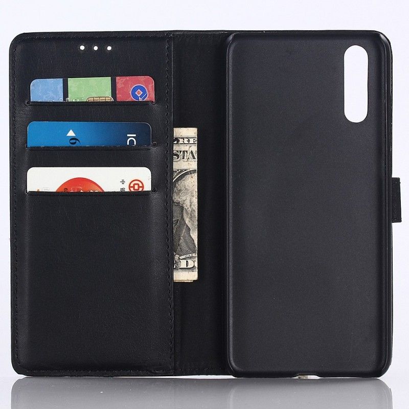 Flip Case Leren Huawei P30 Bruin Zwart Retro Kunstleer