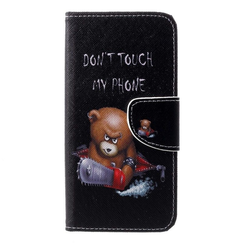 Flip Case Leren Huawei P30 Gevaarlijke Beer