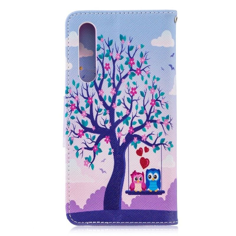 Flip Case Leren Huawei P30 Uilen Op De Schommel