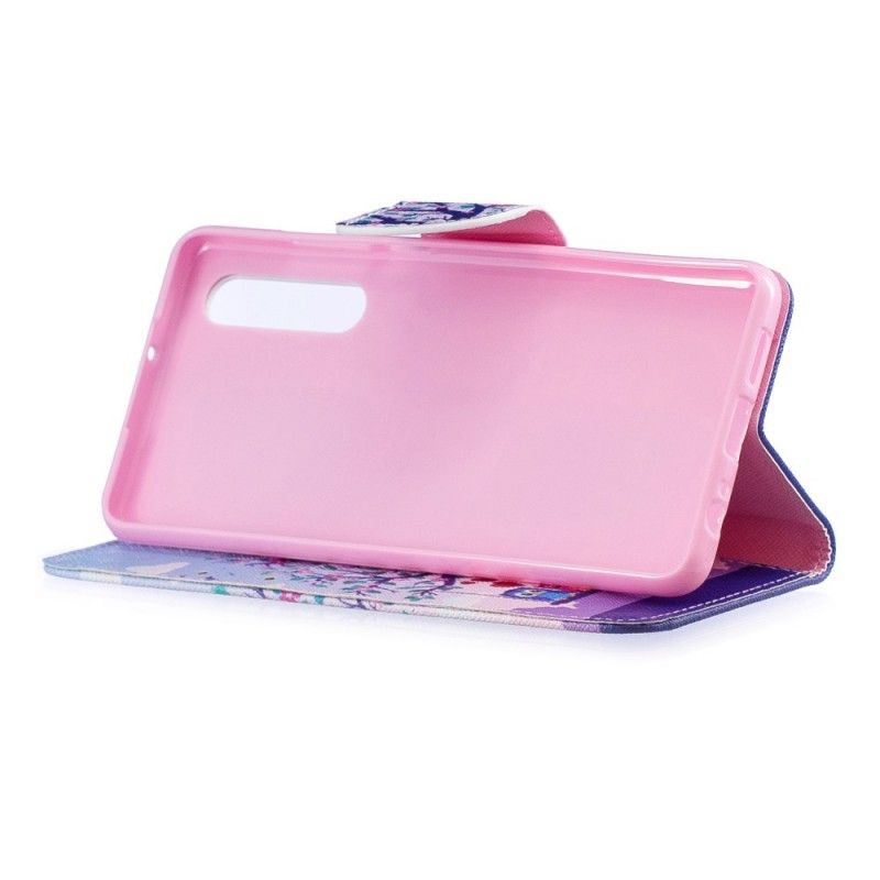 Flip Case Leren Huawei P30 Uilen Op De Schommel