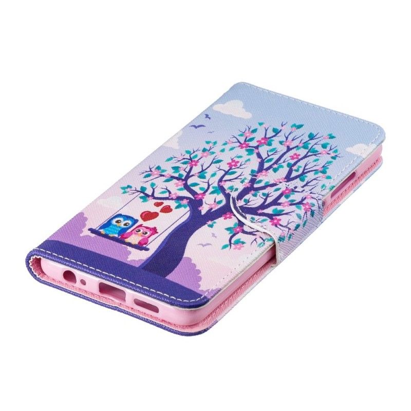 Flip Case Leren Huawei P30 Uilen Op De Schommel