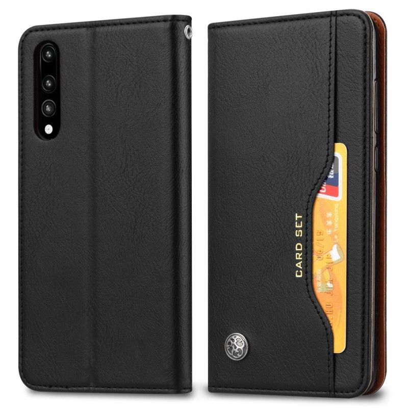 Folio-hoesje Huawei P30 Rood Zwart Kaarthouder Van Imitatieleer