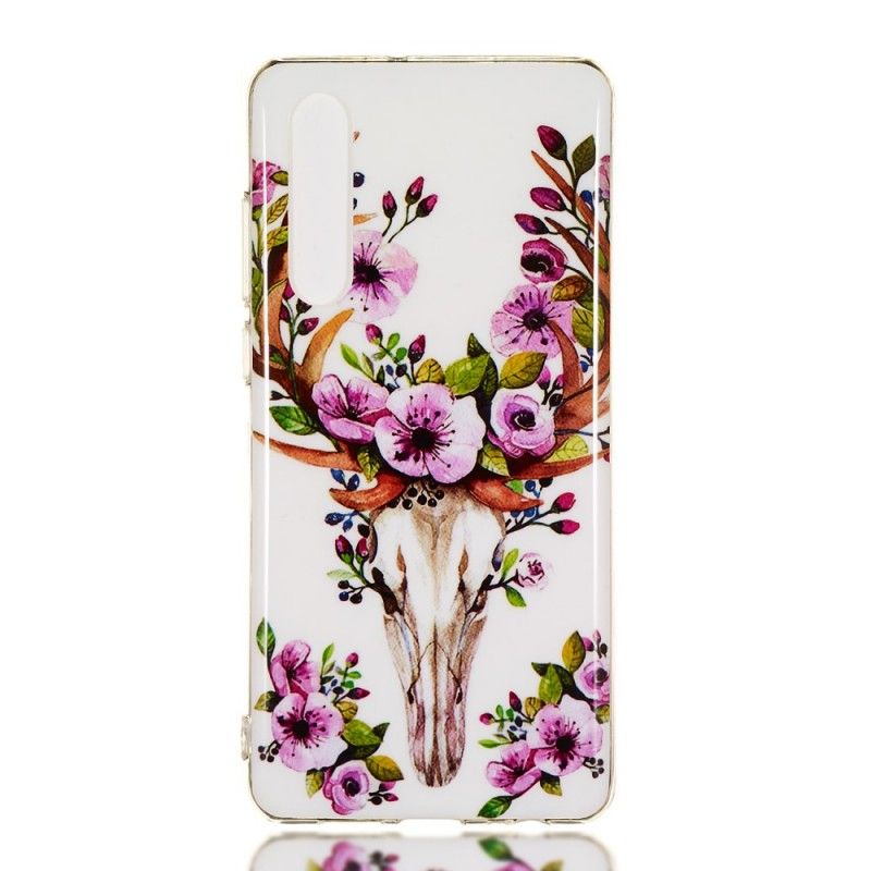 Hoesje Huawei P30 Eland Met Fluorescerende Bloemen