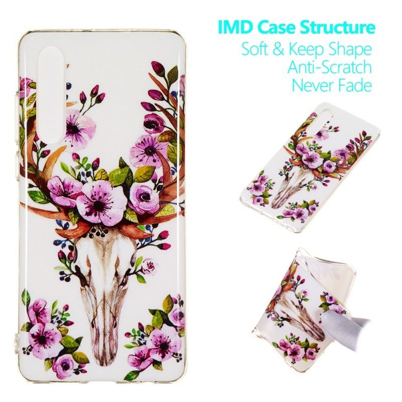 Hoesje Huawei P30 Eland Met Fluorescerende Bloemen