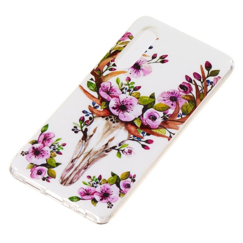 Hoesje Huawei P30 Eland Met Fluorescerende Bloemen