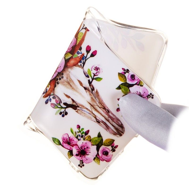 Hoesje Huawei P30 Eland Met Fluorescerende Bloemen